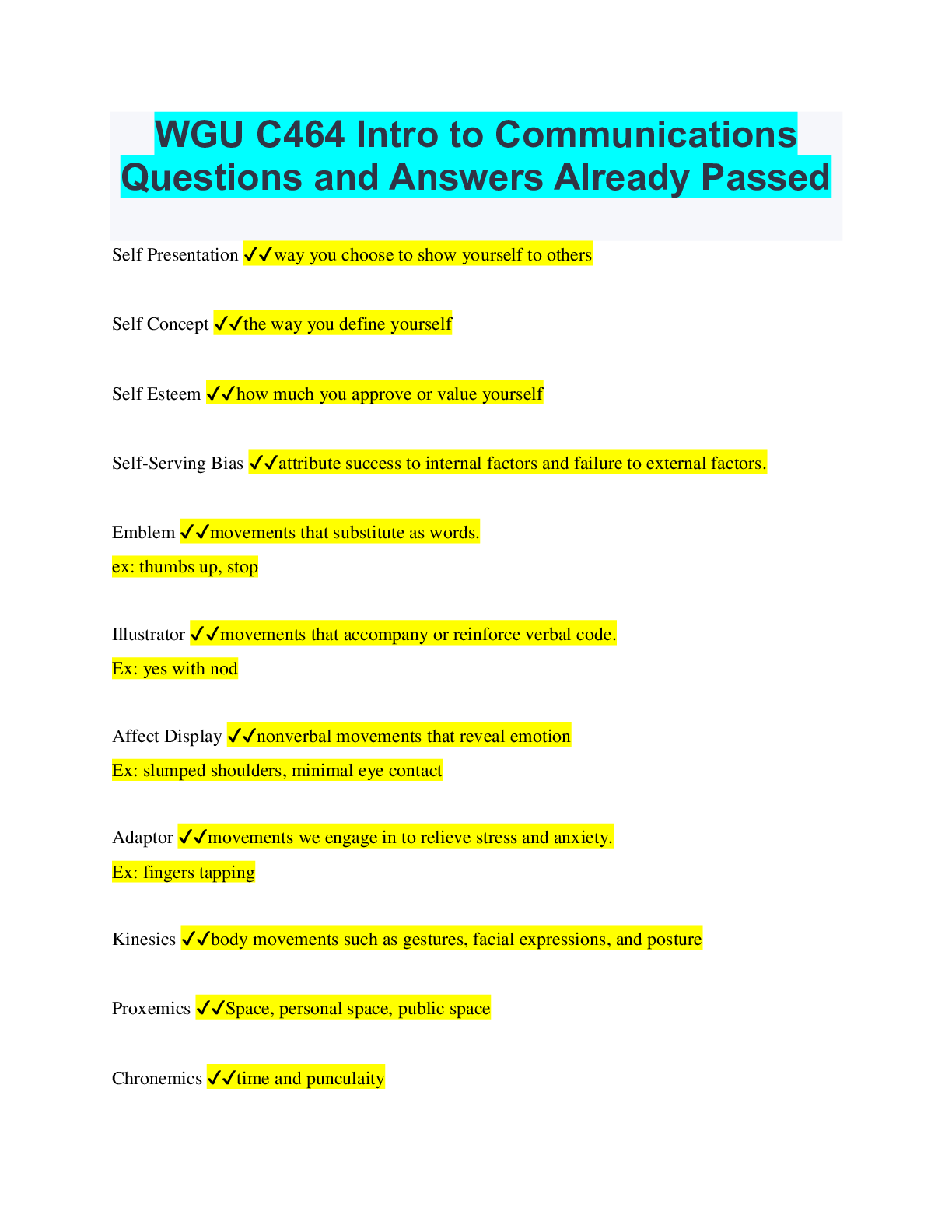 Preview image for WGU C464 Intro to Communications Questions and Answers Already Passed